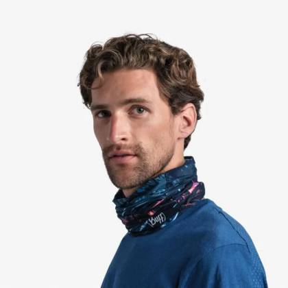 Bandană tubulară multifunctională BUFF COOLNET UV+ XCROSS · Albastru / Roz / Portocaliu  - 3