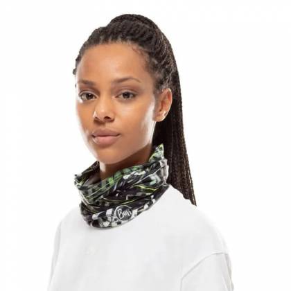 Bandană Tubulară Multifunctională BUFF COOLNET UV+ ULNAR BLACK · Negru / Alb / Galben  - 1