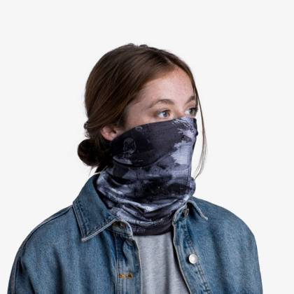 Bandană Tubulară Multifunctională BUFF ORIGINAL ECOSTRETCH GEOELENS BLACK · Negru / Gri  - 3