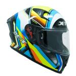 Cască Moto Integrală JET SCUD WHIZ · Galben-Fluo / Albastru / Alb