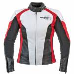 Geacă Moto Damă din Piele SIXGEAR AURORA · Alb / Roșu / Negru