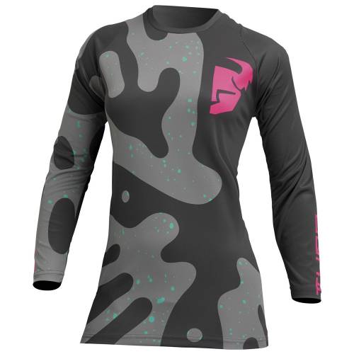 Tricou Enduro – Cross Damă THOR SECTOR DISGUISE 2023 · Negru / Gri / Roz 