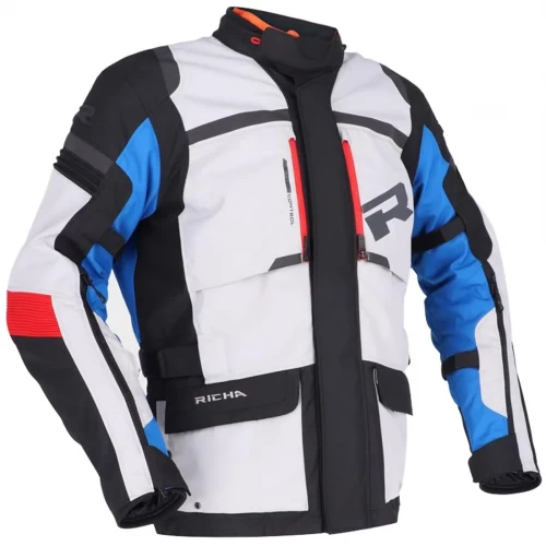 Geacă Moto din Textil GoreTex RICHA BRUTUS GTX · Gri / Albastru / Roșu 