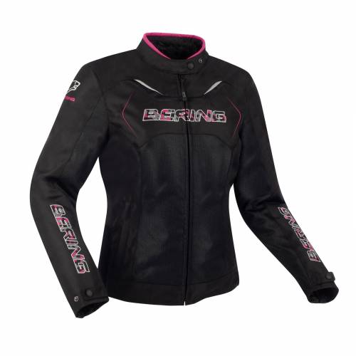 Geacă Moto Damă din Textil BERING LADY VOLGA · Negru / Roz 