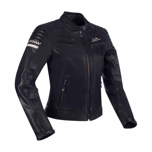 Geacă Moto Damă din Piele SEGURA LADY FUNKY SPEED · Negru / Alb 