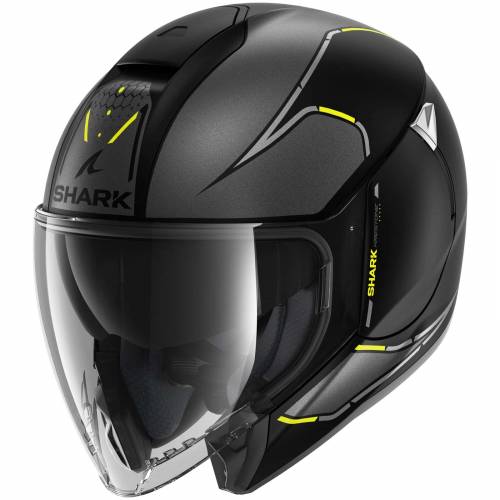 Cască Moto Open-Face SHARK CITYCRUISER KRESTONE · Gri Mat / Negru / Galben 