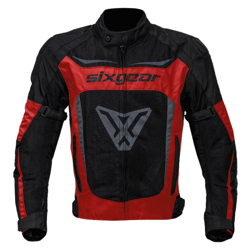 Geacă Moto de Vară din Textil SIXGEAR COOLER · Negru / Roșu 