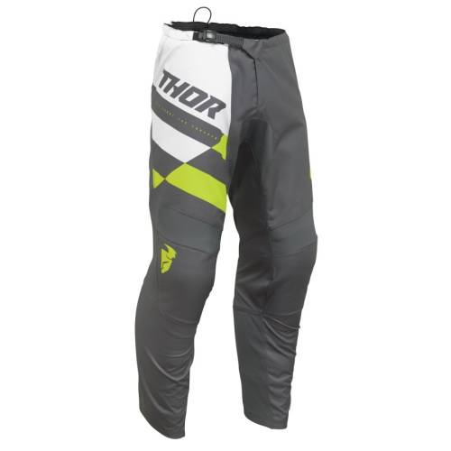 Pantaloni Enduro - Cross THOR SECTOR CHECKER 2024 · Gri / Verde-Fluo 