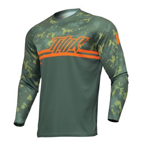 Tricou Enduro - Cross THOR SECTOR DIGI CAMO 2024 · Verde / Portocaliu 