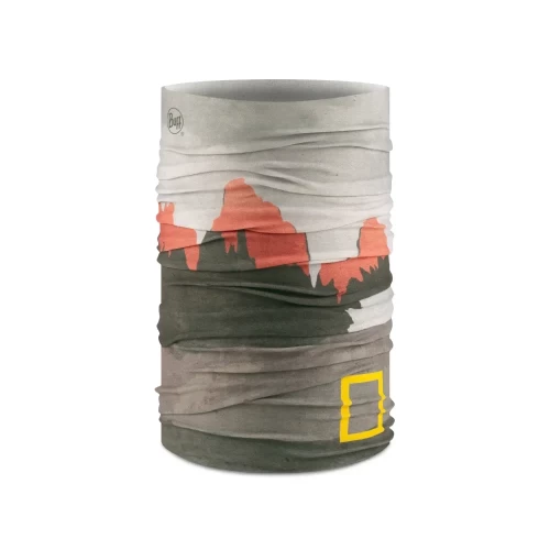 Bandană tubulară multifunctională BUFF ORIGINAL ECOSTRETCH NATIONAL GEOGRAPHIC SHANN MULTI · Gri / Portocaliu 