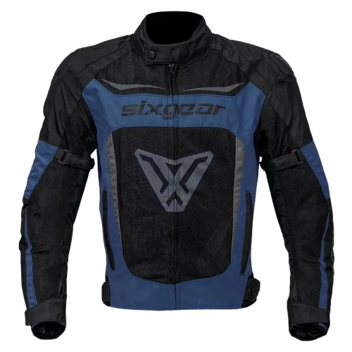Geacă Moto de Vară din Textil SIXGEAR COOLER · Negru / Albastru 