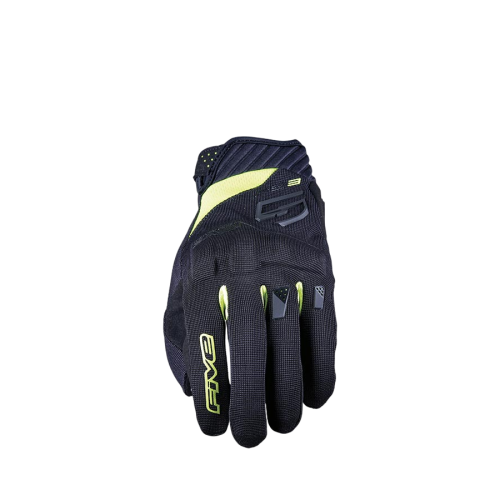 Mănuși Moto din Piele & Textil FIVE RS3 EVO · Negru / Galben-Fluo 