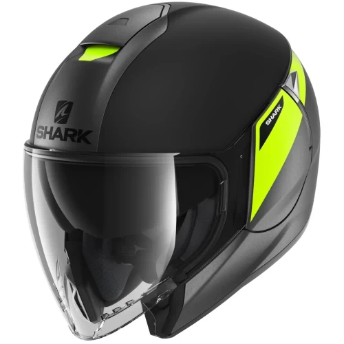 Cască Moto Open-Face SHARK CITYCRUISER KARONN · Negru / Galben-Fluo 