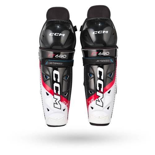 Tibiere Hochei Copii, Jucător, Junior, CCM JETSPEED FT680 · Negru / Alb / Roșu 