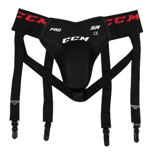Suspensor Hochei Jucător cu Bretele, Senior, CCM PRO JOCK 3 IN 1 · Negru / Roșu 