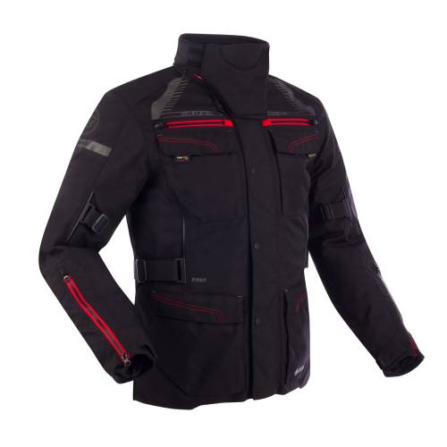 Geacă Moto din Textil GoreTex BERING TRAVEL GTX · Negru / Roșu 