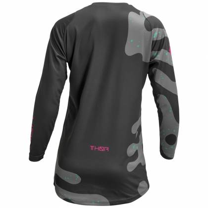 Tricou Enduro – Cross Damă THOR SECTOR DISGUISE 2023 · Negru / Gri / Roz  - 1