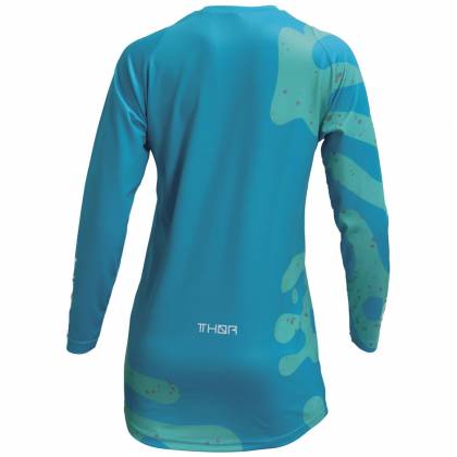 Tricou Enduro – Cross Damă THOR SECTOR DISGUISE 2023 · Albastru / Verde  - 1