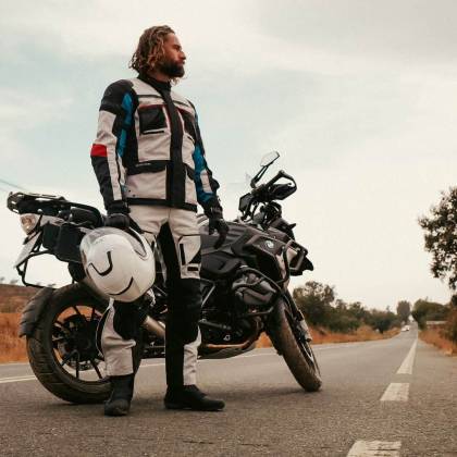 Geacă Moto din Textil GoreTex RICHA BRUTUS GTX · Gri / Albastru / Roșu  - 2