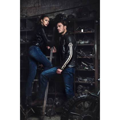 Geacă Moto din Piele SEGURA VENTURA · Negru / Gri  - 4