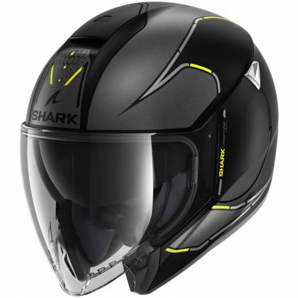 Cască Moto Open-Face SHARK CITYCRUISER KRESTONE · Gri Mat / Negru / Galben  - 0