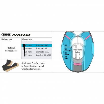 Burete pentru Cască Moto Shoei NXR2 31mm · Gri / Roșu  - 1