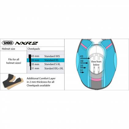 Burete pentru Cască Moto Shoei NXR2 39mm · Gri / Roșu  - 1
