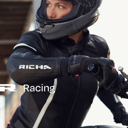 Geacă Moto Damă din Piele RICHA LAURA · Negru / Alb  - 4