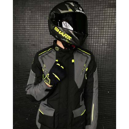 Geacă Moto Touring din Textil BERING VISION · Negru / Gri / Verde-Flou  - 5