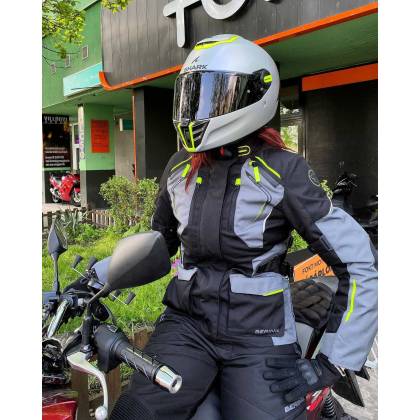 Geacă Moto Touring de Damă BERING LADY VISION · Negru / Gri / Verde-Flou  - 4