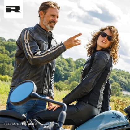 Geacă Moto din Piele RICHA RETRO RACING 3 Mărimi Extra · Maro  - 1