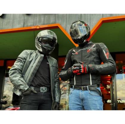 Geacă Moto din Piele & Textil BERING SKOPE · Negru / Roșu  - 1