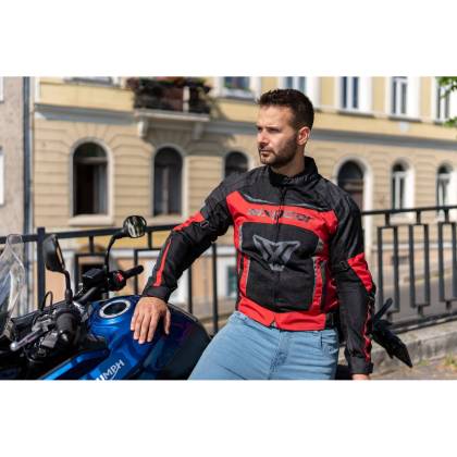 Geacă Moto de Vară din Textil SIXGEAR COOLER · Negru / Roșu  - 3