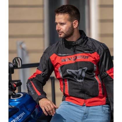 Geacă Moto de Vară din Textil SIXGEAR COOLER · Negru / Roșu  - 1