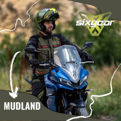 Pantaloni Moto din Textil SIXGEAR MUDLAND · Negru / Verde-Olive  - 6