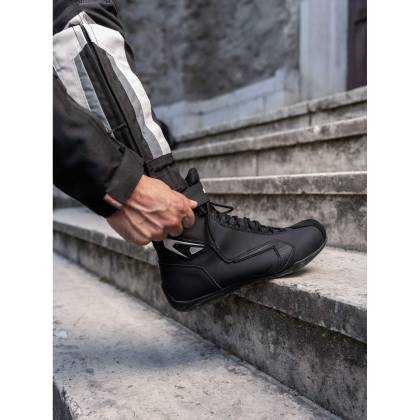 Ghete Moto din Piele & Textil SIXGEAR SPARK · Negru / Alb  - 1