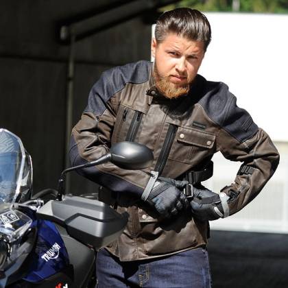 Mănuși Moto din Denim & Piele TRILOBITE 1840 PARADO · Negru  - 2