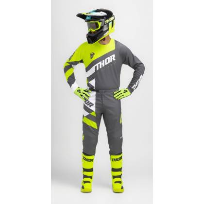 Pantaloni Enduro - Cross THOR SECTOR CHECKER 2024 · Gri / Verde-Fluo  - 4