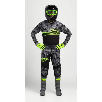 Tricou Enduro - Cross THOR SECTOR DIGI CAMO 2024 · Negru / Gri / Verde-Fluo  - 2