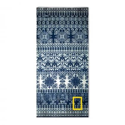 Bandană tubulară multifunctională BUFF ORIGINAL ECOSTRETCH NATIONAL GEOGRAPHIC KURZEME DARK NAVY · Albastru / Alb  - 1