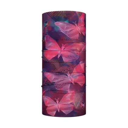 Bandană tubulară multifunctională pentru Copii BUFF ORIGINAL ECOSTRETCH JUNIOR CHRYSTA PURPLE · Mov / Roșu  - 1