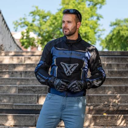 Geacă Moto de Vară din Textil SIXGEAR COOLER · Negru / Albastru  - 9