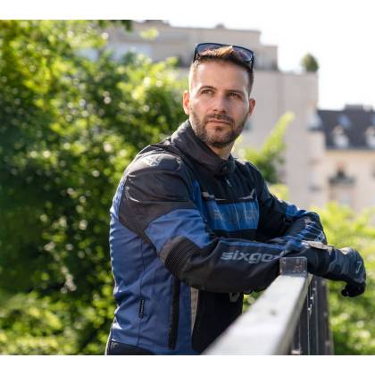 Geacă Moto de Vară din Textil SIXGEAR COOLER · Negru / Albastru  - 2