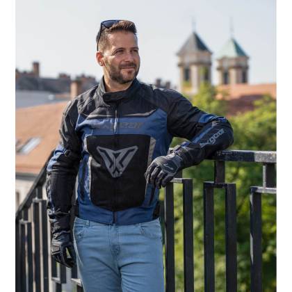 Geacă Moto de Vară din Textil SIXGEAR COOLER · Negru / Albastru  - 1