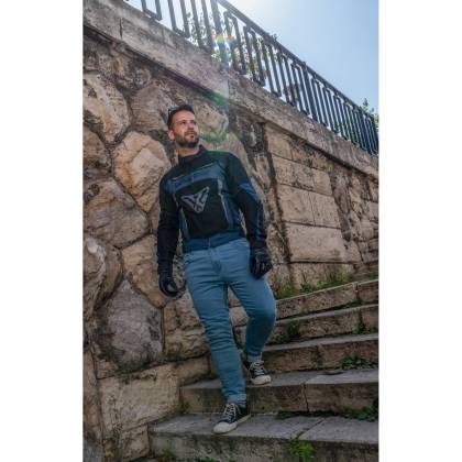 Geacă Moto de Vară din Textil SIXGEAR COOLER · Negru / Albastru  - 3