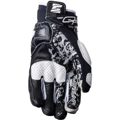 Mănuși Moto din Piele & Textil FIVE STUNT EVO · Negru / Alb  - 1