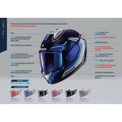 Cască Moto Integrală SHARK SKWAL i3 RHAD cu Lumini de Frână · Albastru / Gri  - 14