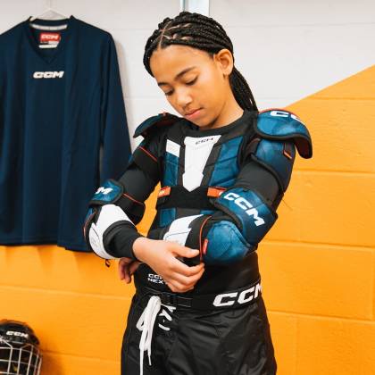 Cotiere Hochei Copii, Jucător, Junior, CCM NEXT 23 · Albastru / Alb / Gri  - 1