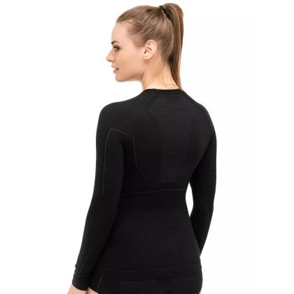 Bluză Termo Damă BRUBECK ACTIVE WOOL LS1281W · Negru  - 2