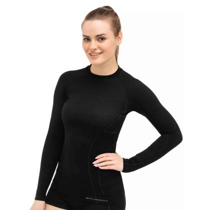Bluză Termo Damă BRUBECK ACTIVE WOOL LS1281W · Negru  - 1